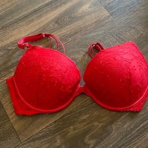Red Lace Push Up Bra